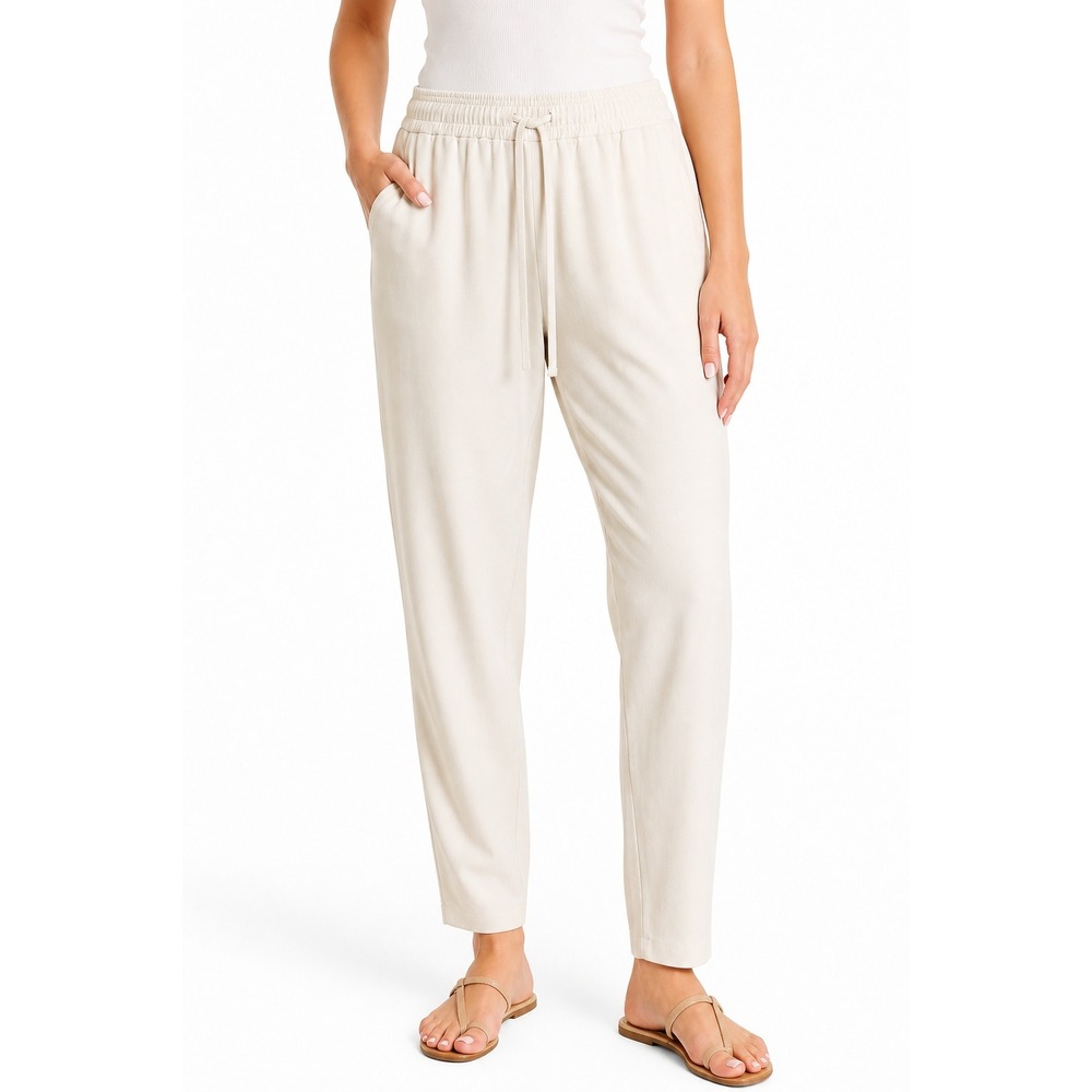 Melloday Pants L White Pull On Drawstring Stretch Pocket‎ Trouser Womens